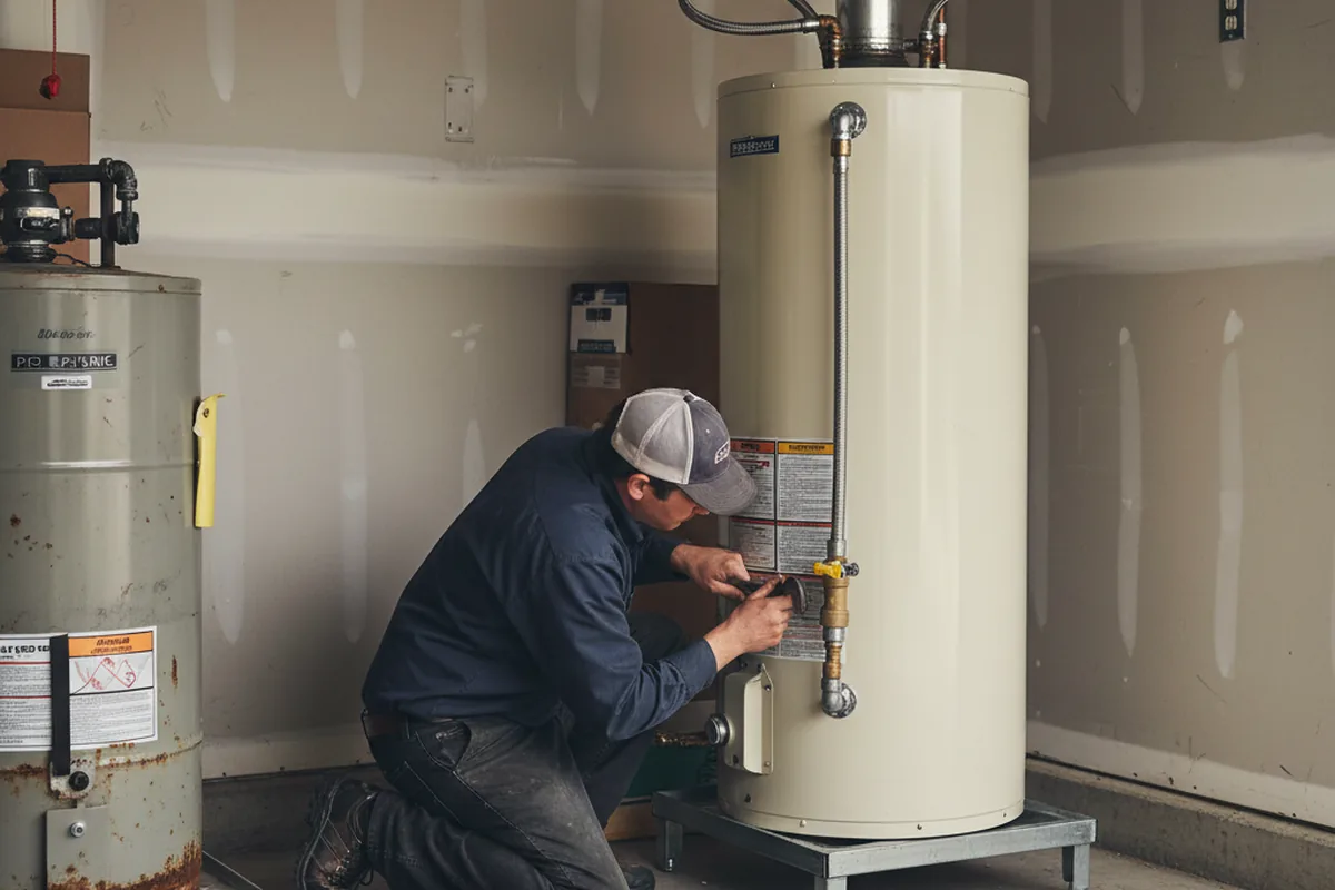 Water heater and shutoff valve replacement in Voss