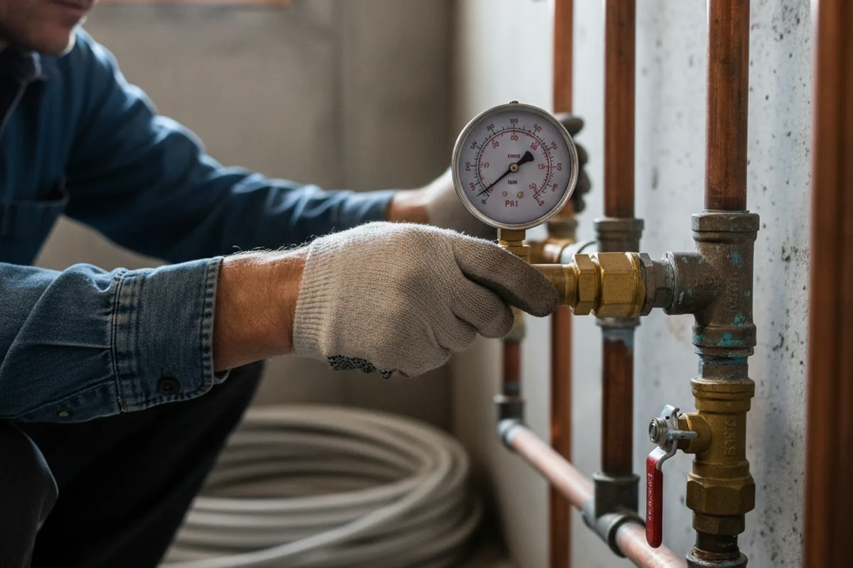 Pressure testing a repaired line during Water Line Repair in Voss