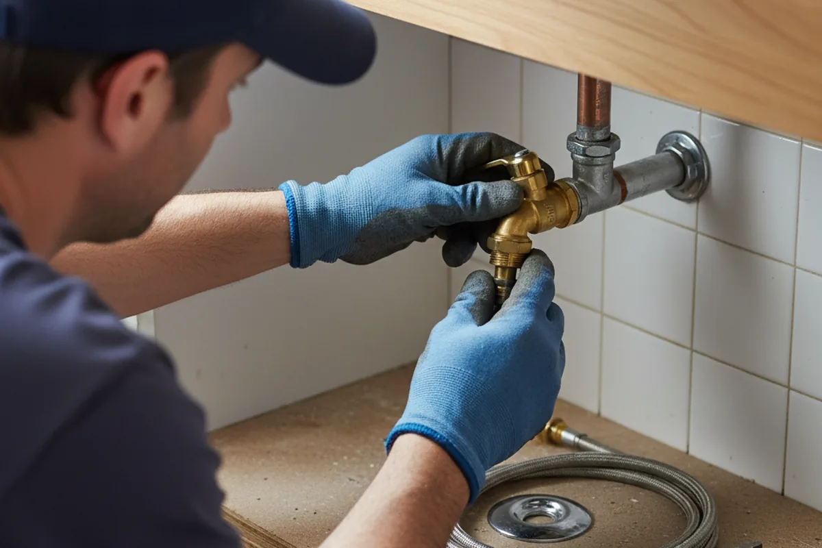 Shutoff valve and fitting work during Faucet and Fixture Repair in Voss